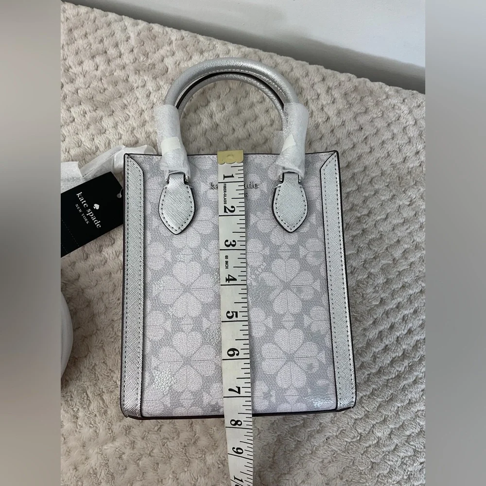 Kate Spade Platinum Grey Flower Star Toss Small Tote Bag NWT